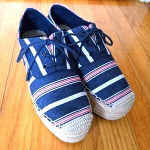 Tory Burch Wedge espadrilles Striped Blue size 7